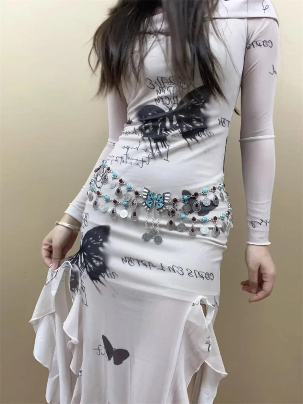 Boho Crystal Flower Waist Belt for Women | Ethnic Belly Chain & Body Jewelry
